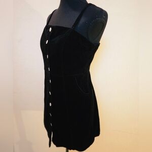 Cotton Corduroy Black Button-Down Dress